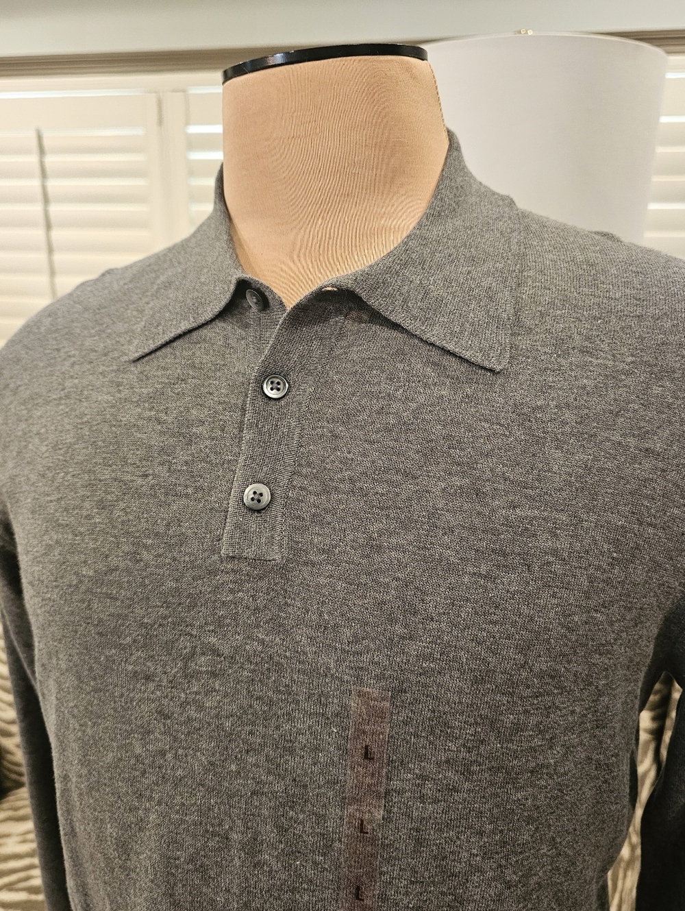 NEW Michael Kors Knit L/S Gray Polo Large